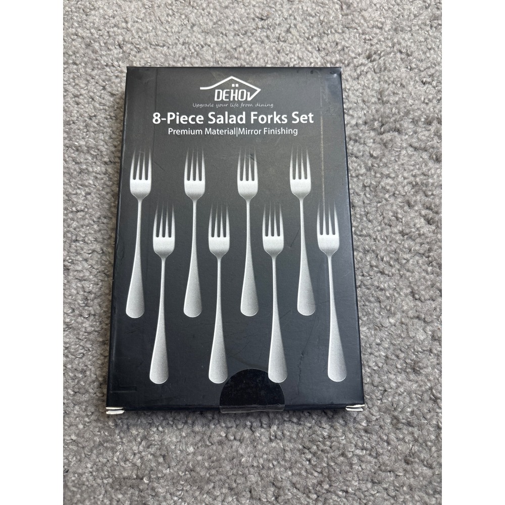 DEHOV 8-Piece Salad Forks Set Premium Mirror Finish Stainless Steel Silverware